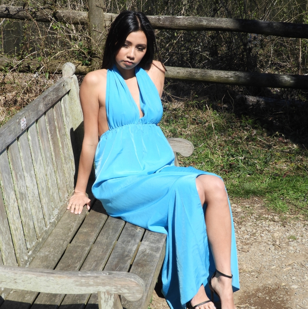 2/$10 Baby blue halter maxi